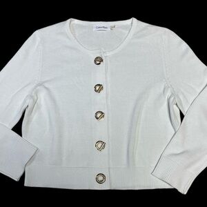 Calvin Klein cardigan. White silver. Medium